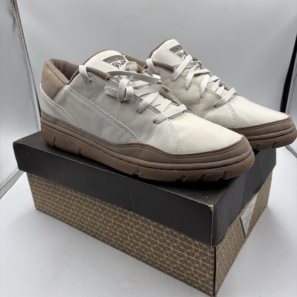 Vintage VanGrack Tan White Leather Sneakers Shoes 80's Very Rare Men's Size 12
